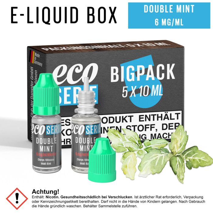 ECO-Liquids Double Mint (5x10 ml - 6 mg/ml Nikotin)