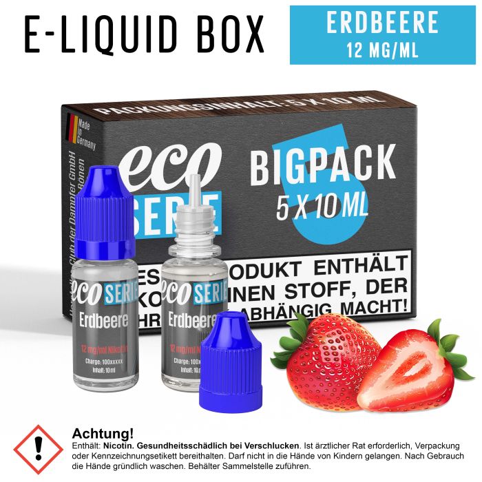ECO-Liquids Erdbeere (5x10 ml - 12 mg/ml Nikotin)
