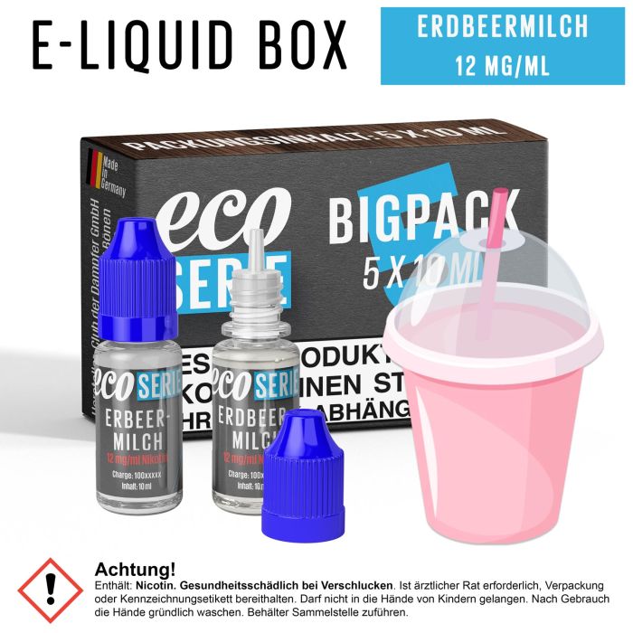 ECO-Liquids Erdbeermilch (5x10 ml - 12 mg/ml Nikotin)