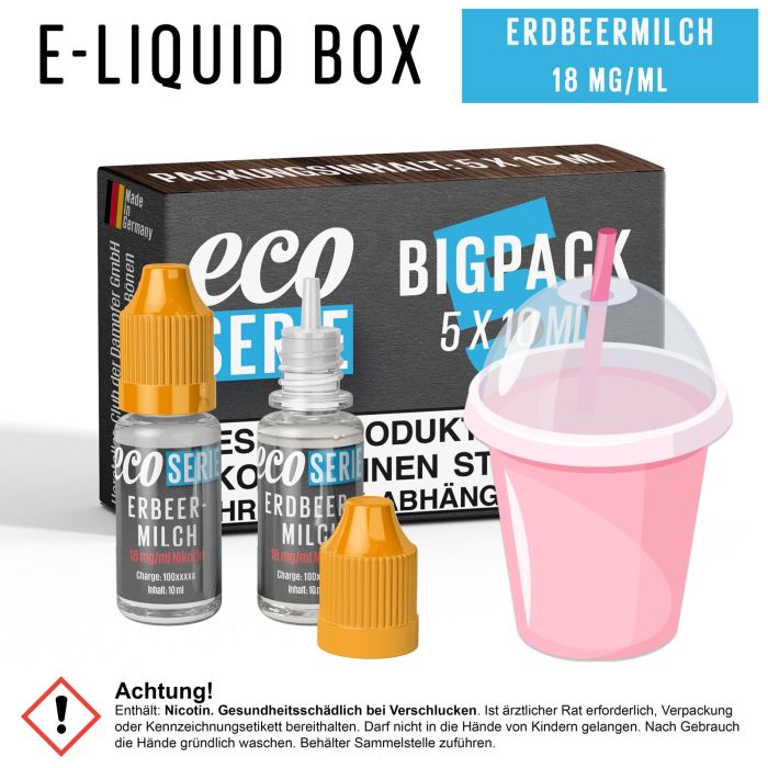 ECO-Liquids Erdbeermilch (5x10 ml - 18 mg/ml Nikotin)