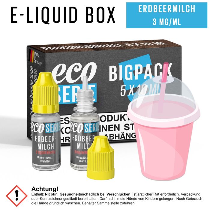 ECO-Liquids Erdbeermilch (5x10 ml - 3 mg/ml Nikotin)