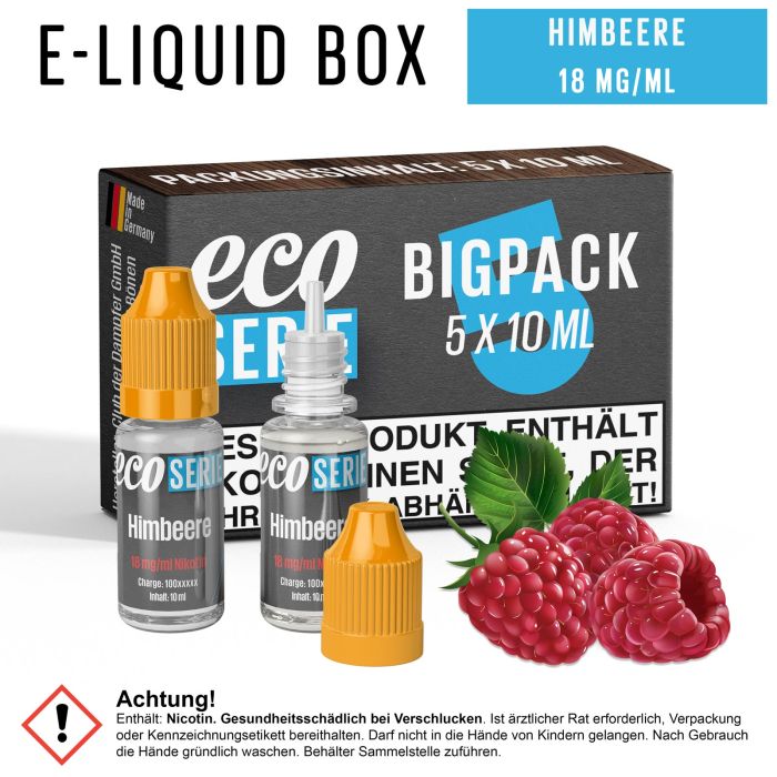 ECO-Liquids Himbeere (5x10 ml - 18 mg/ml Nikotin)