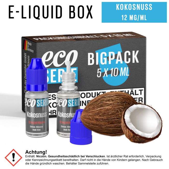 ECO-Liquids Kokosnuss (5x10 ml - 12 mg/ml Nikotin)