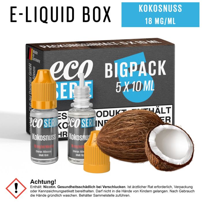 ECO-Liquids Kokosnuss (5x10 ml - 18 mg/ml Nikotin)