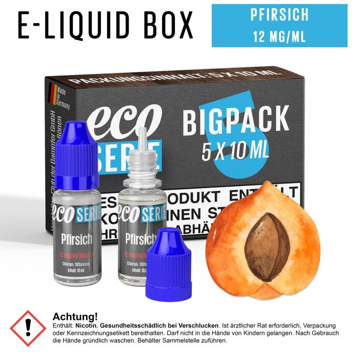 ECO-Liquids Pfirsich (5x10 ml - 12 mg/ml Nikotin)