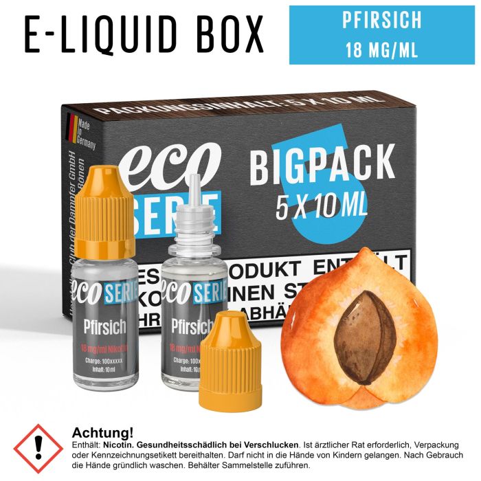 ECO-Liquids Pfirsich (5x10 ml - 18 mg/ml Nikotin)