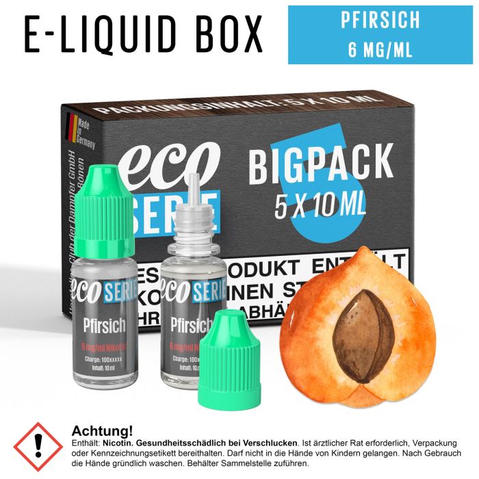 ECO-Liquids Pfirsich (5x10 ml - 6 mg/ml Nikotin)