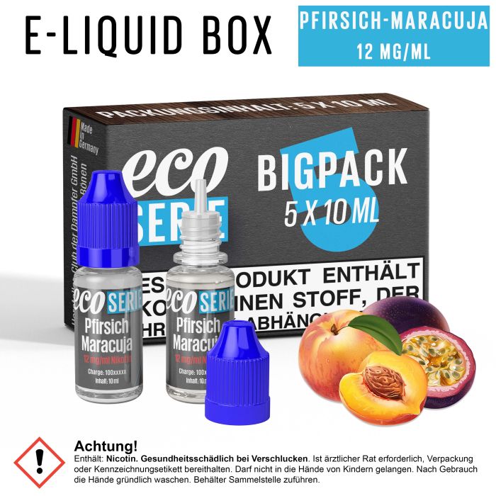 ECO-Liquids Pfirsich-Maracuja (5x10 ml - 12 mg/ml Nikotin)