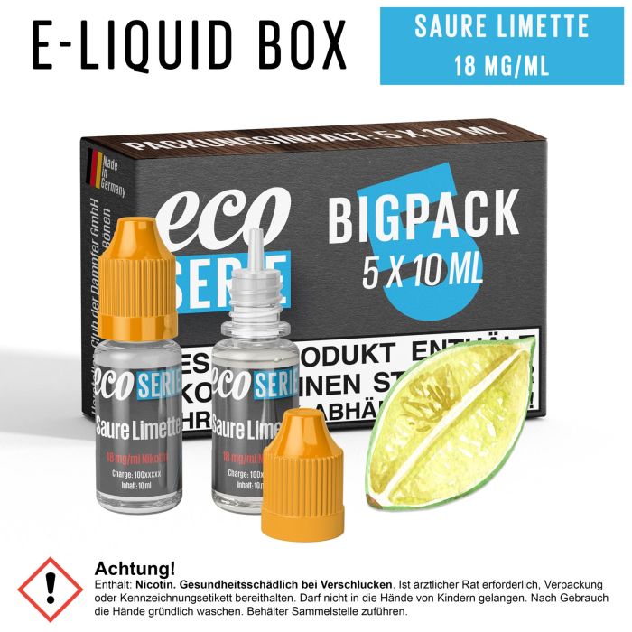 ECO-Liquids Saure Limette (5x10 ml - 18 mg/ml Nikotin)