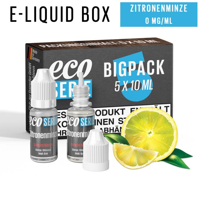 ECO-Liquids Zitronenminze (5x10 ml - 0 mg/ml Nikotin)