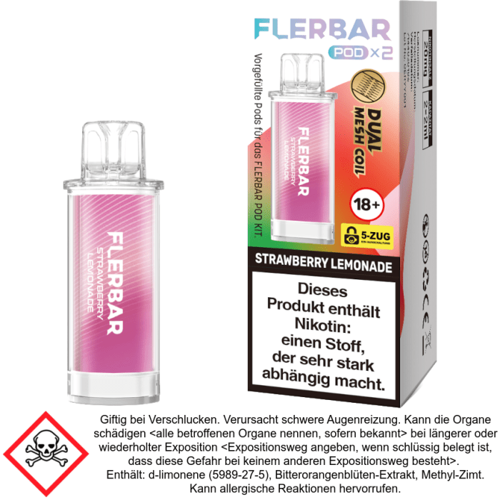 Flerbar Pod Strawberry Lemonade 20 mg/ml (2 Stück pro Packung)