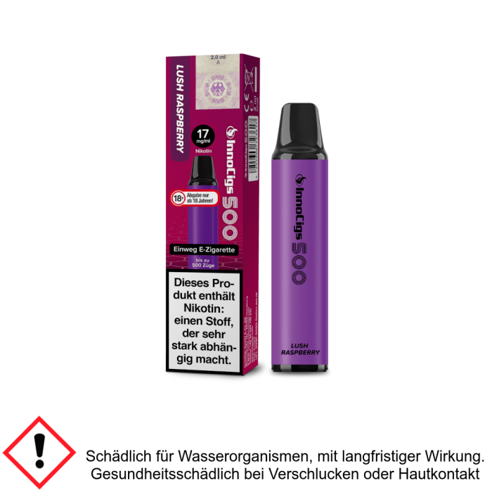 InnoCigs 500 Einweg E-Zigarette Lush Raspberry 17mg/ml