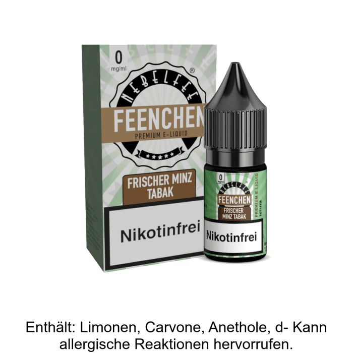 Nebelfee - Feenchen - Frischer Minz Tabak - Nikotinsalz Liquid 0 mg/ml