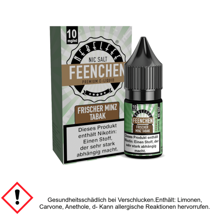 Nebelfee - Feenchen - Frischer Minz Tabak - Nikotinsalz Liquid 10 mg/ml