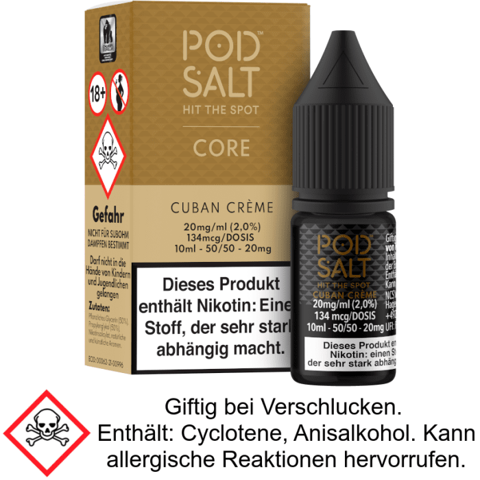 Pod Salt Core - Cuban Creme - Nikotinsalz Liquid 20 mg/ml