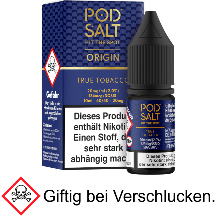 Pod Salt Origin - True Tobacco - Nikotinsalz Liquid 20 mg/ml