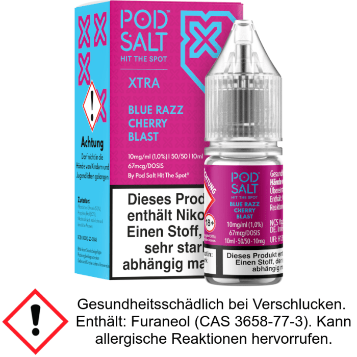 Pod Salt X - Blue Razz Cherry Blast - Nikotinsalz Liquid 10 mg/ml