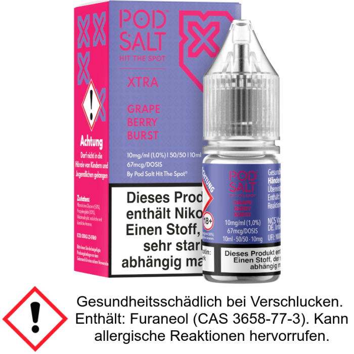Pod Salt X - Grape Berry Burst - Nikotinsalz Liquid 10 mg/ml