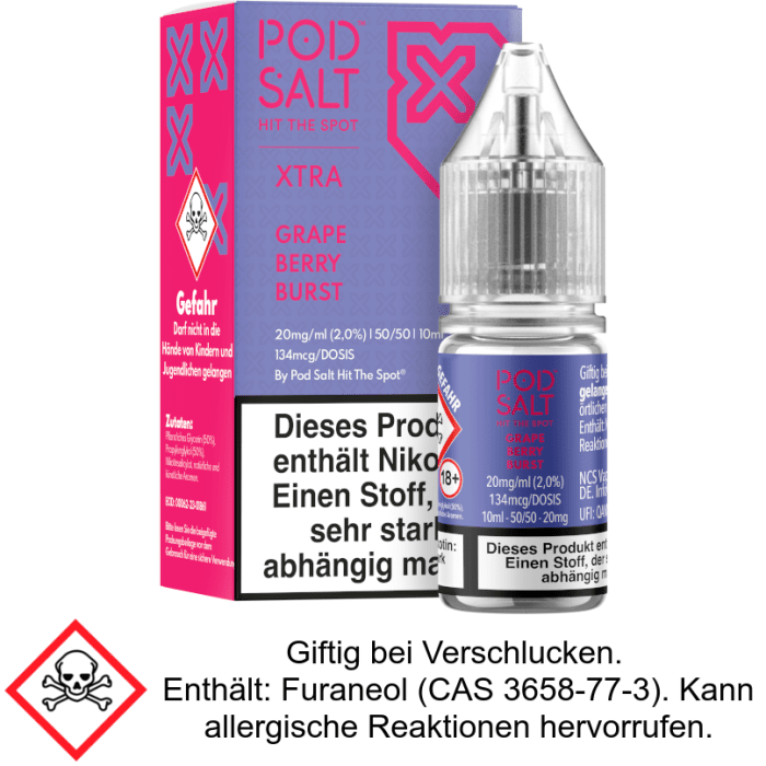 Pod Salt X - Grape Berry Burst - Nikotinsalz Liquid 20 mg/ml
