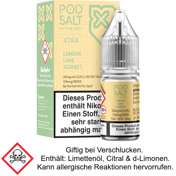Pod Salt X - Lemon Lime Sorbet - Nikotinsalz Liquid 20 mg/ml