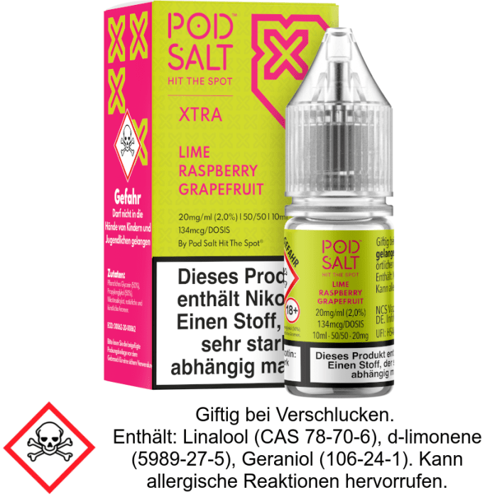 Pod Salt X - Lime Raspberry Grapefruit - Nikotinsalz Liquid 20 mg/ml