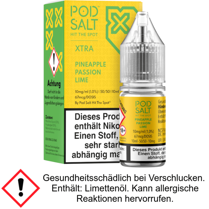 Pod Salt X - Pineapple Passion Lime - Nikotinsalz Liquid 10 mg/ml