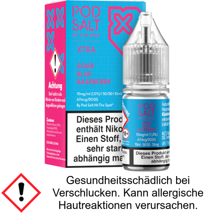 Pod Salt X - Sour Blue Raspberry - Nikotinsalz Liquid 10 mg/ml
