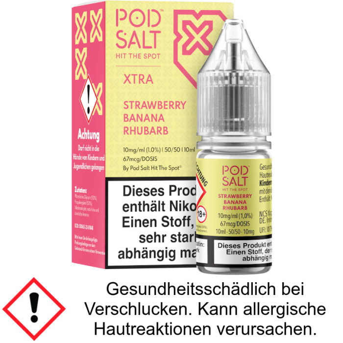 Pod Salt X - Strawberry Banana Rhubarb - Nikotinsalz Liquid 10 mg/ml