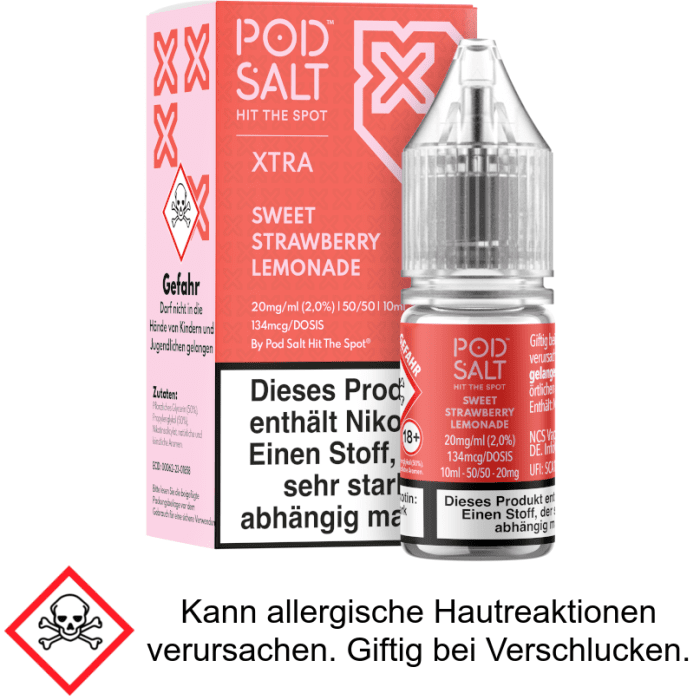 Pod Salt X - Sweet Strawberry Lemonade - Nikotinsalz Liquid 20 mg/ml