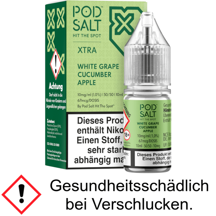 Pod Salt X - White Grape Cucumber Apple - Nikotinsalz Liquid 10 mg/ml