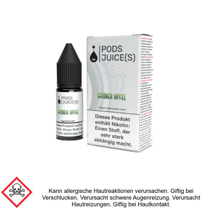 Pods Juice(s) - Grüner Apfel - Nikotinsalz Liquid 10mg/ml