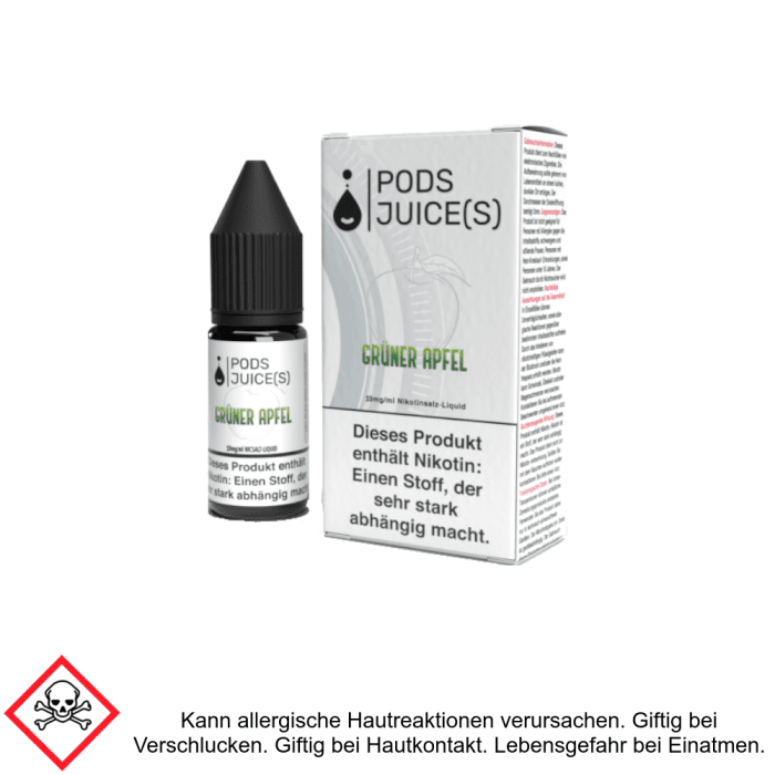 Pods Juice(s) - Grüner Apfel - Nikotinsalz Liquid 20mg/ml