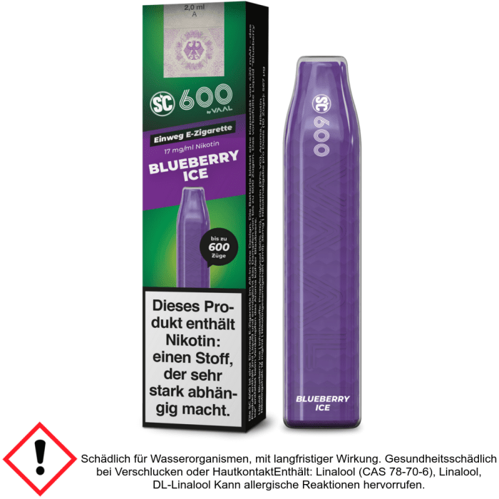 SC 600 Blueberry Ice 17 mg/ml - Einweg E-Zigarette SC