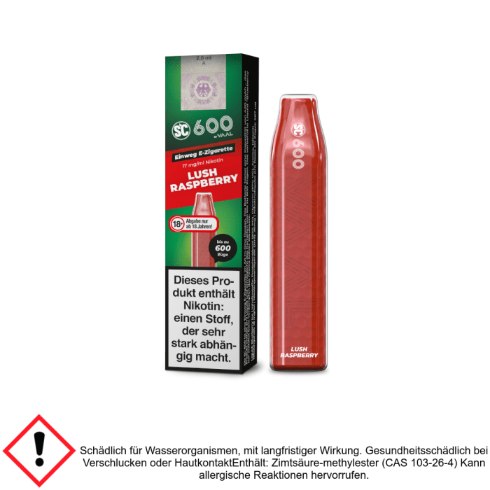 SC 600 Lush Raspberry 17 mg/ml - Einweg E-Zigarette SC
