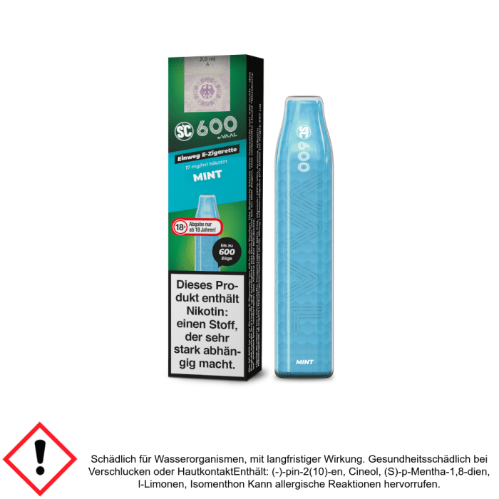 SC 600 Mint 17 mg/ml - Einweg E-Zigarette SC