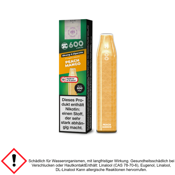 SC 600 Peach Mango 17 mg/ml - Einweg E-Zigarette SC