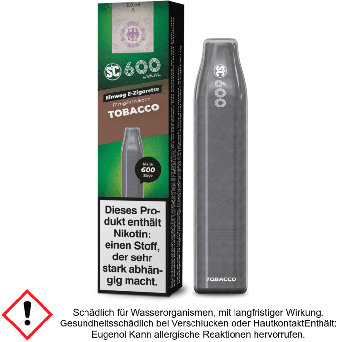 SC 600 Tobacco 17 mg/ml - Einweg E-Zigarette SC