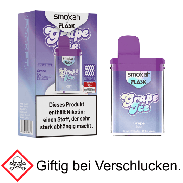 Smokah x Flask Grape Ice 20 mg/ml Einweg E-Zigarette