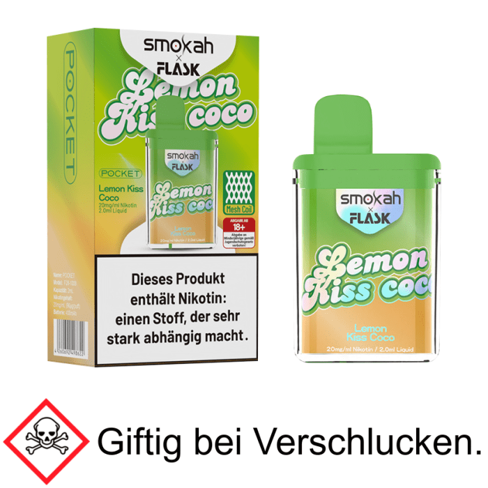Smokah x Flask Lemon Kiss Coco 20 mg/ml Einweg E-Zigarette