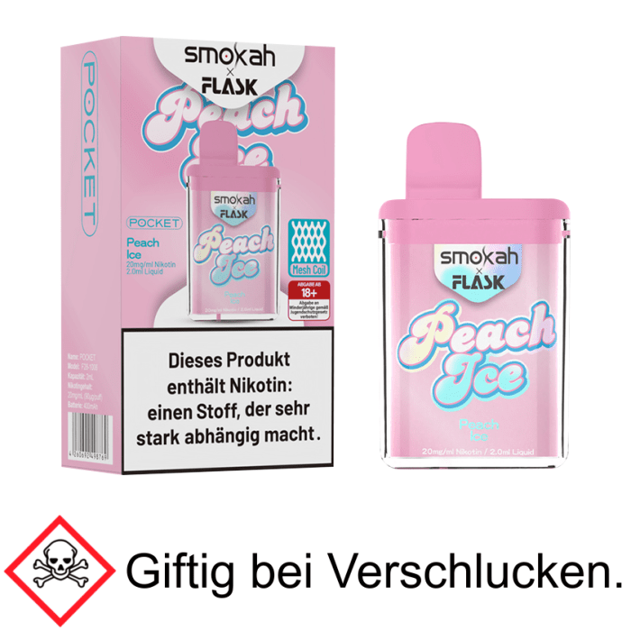Smokah x Flask Peach Ice 20 mg/ml Einweg E-Zigarette