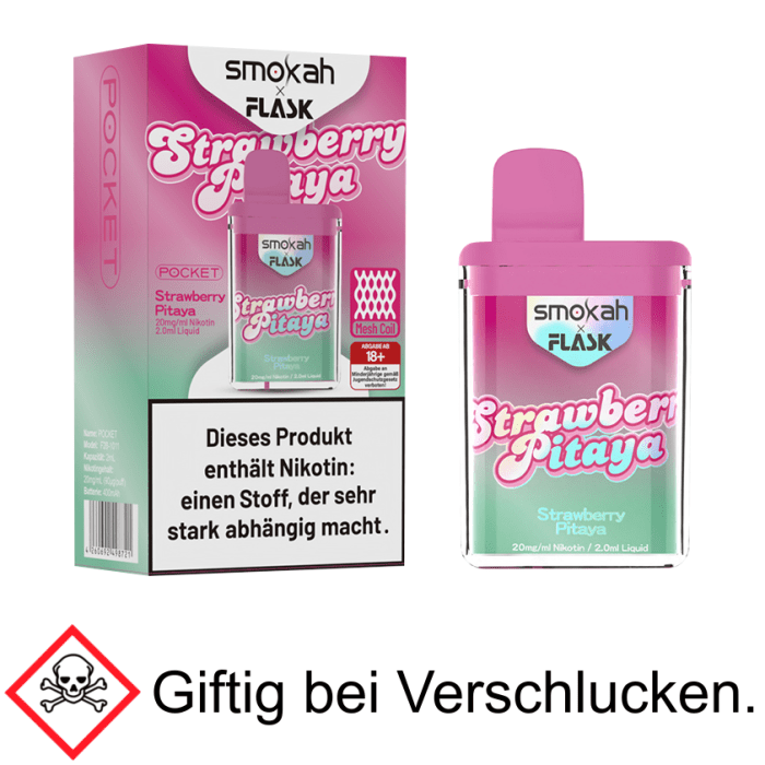 Smokah x Flask Strawberry Pitaya 20 mg/ml Einweg E-Zigarette