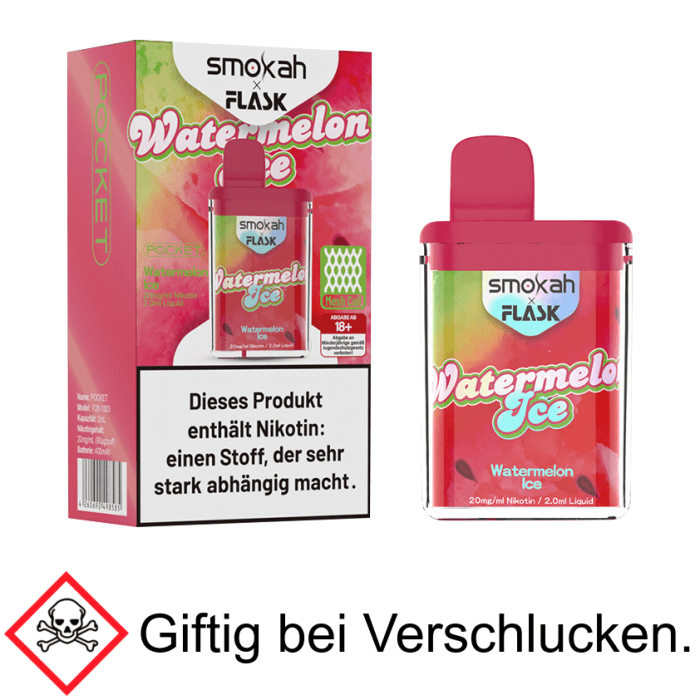 Smokah x Flask Watermelon Ice 20 mg/ml Einweg E-Zigarette