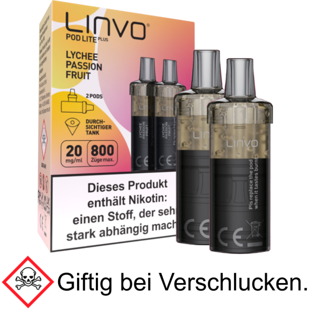 Linvo - Pod Lite Plus Cartridge Lychee Passionfruit 20 mg/ml (2 Stück pro Packung)