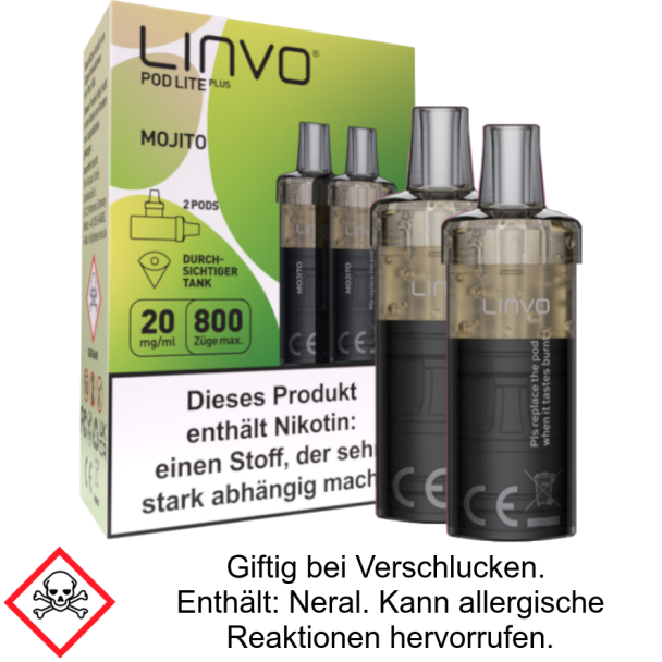 Linvo - Pod Lite Plus Cartridge Mojito 20 mg/ml (2 Stück pro Packung)