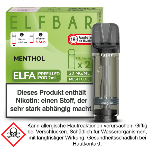 Menthol 20 mg/ml Elfbar - Elfa Pod (2 Stück pro Packung)