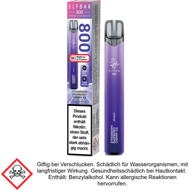 Strawberry Raspberry Cherry Ice 20 mg/ml Elfbar 800 Einweg E-Zigarette
