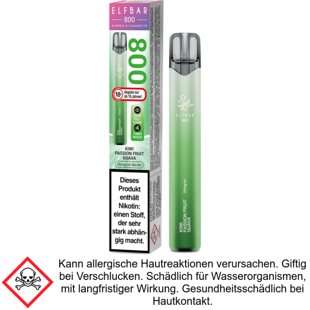 Kiwi Passion Fruit Guava 20 mg/ml Elfbar 800 Einweg E-Zigarette