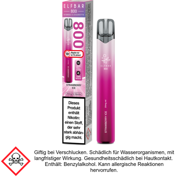 Strawberry Ice 20 mg/ml Elfbar 800 Einweg E-Zigarette
