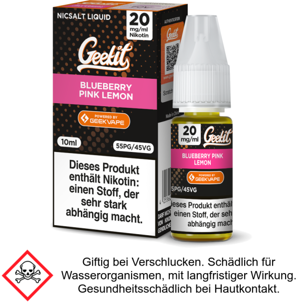 GeekVape - Geekit - Blueberry Pink Lemon - Nikotinsalz Liquid 20 mg/ml