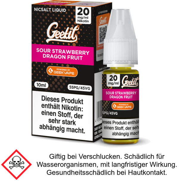 GeekVape - Geekit - Sour Strawberry Dragon Fruit - Nikotinsalz Liquid 20 mg/ml